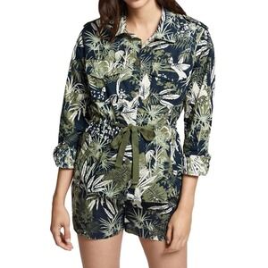 NWOT Sanctuary Women's Green Printed Eyelet Cotton Long Sleeve Jacket, Medium